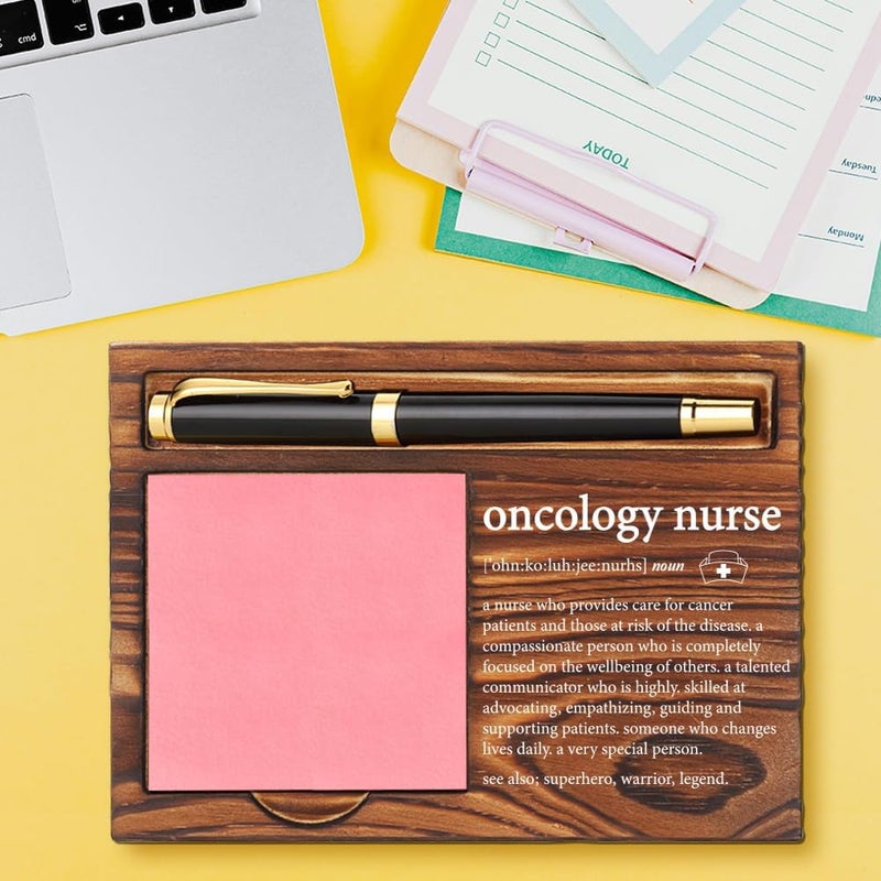CWGOTC Oncology Nurse Definition Sticky Note Holder, Thank You Appreciation Gift for Oncology Nurses, Wooden Sticky Note Pad Holder for Cancer Care Medical Staff YCB5 - Image 2
